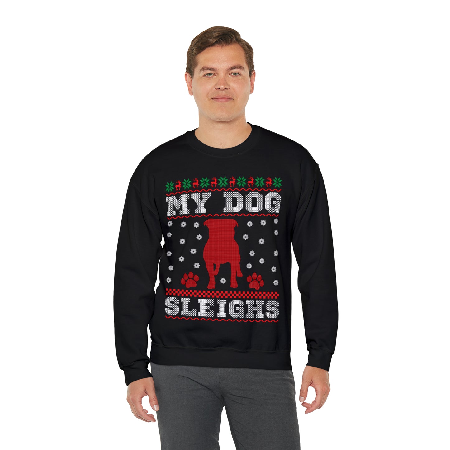 My Dog Sleighs Christmas Ugly Sweater Sweatshirt