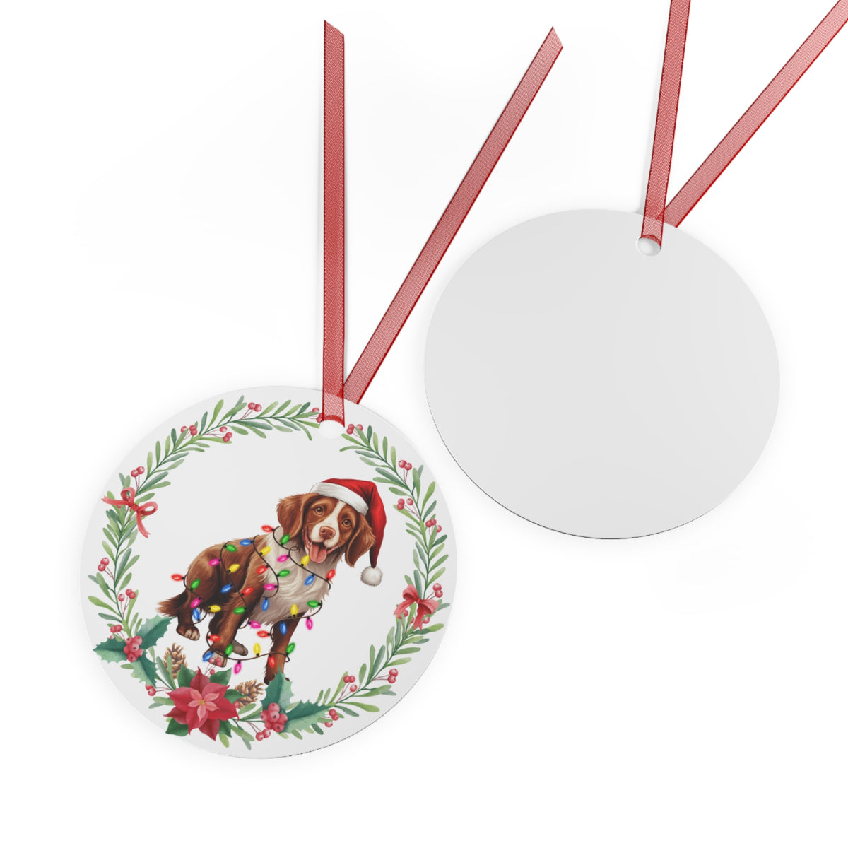 Brittany Spaniel Dog in Lights Ornament
