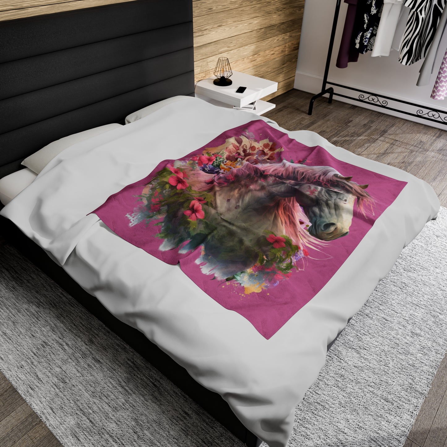 Watercolor White and Pink Horse Blanket