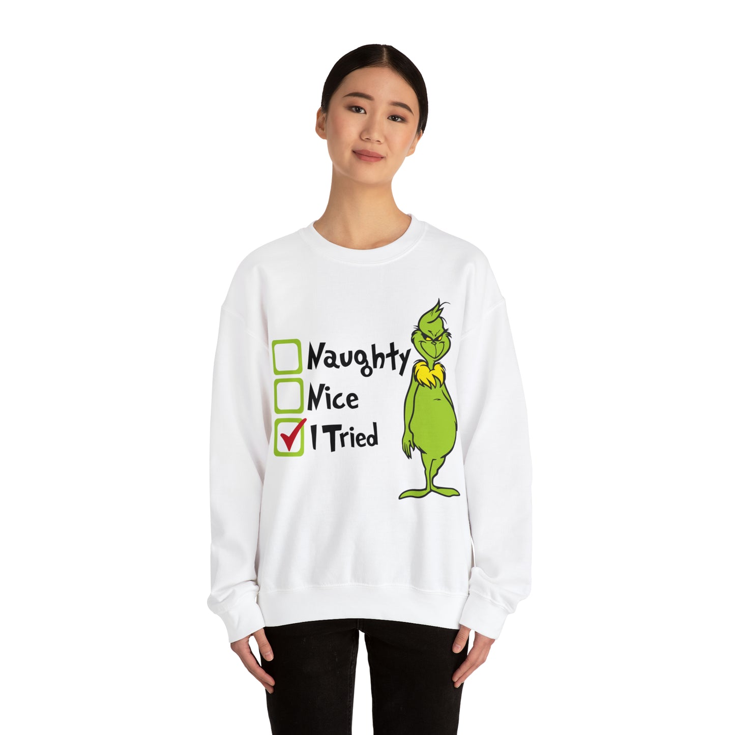 Naughty Nice I Tried Grinch Christmas Sweatshirt