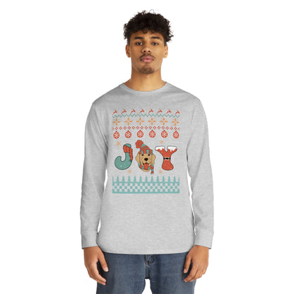 Joy Golden Retriever Dog Christmas Ugly Sweater Long Sleeve Tee