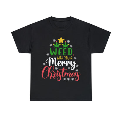 Weed Wish You A Merry Christmas Ugly Sweater Short Sleeve Tee