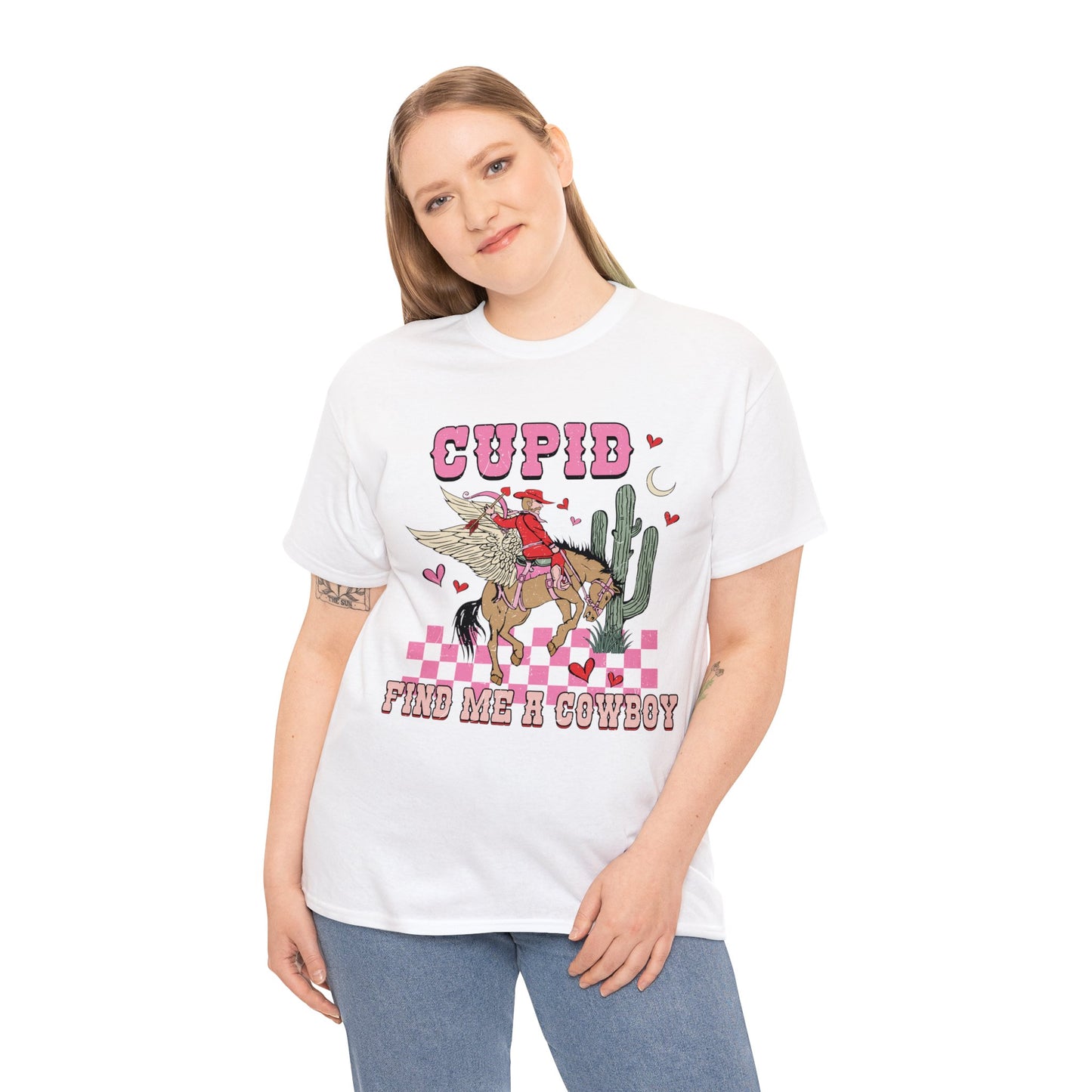 Cupid Find Me a Cowboy Valentine Short Sleeve Tee