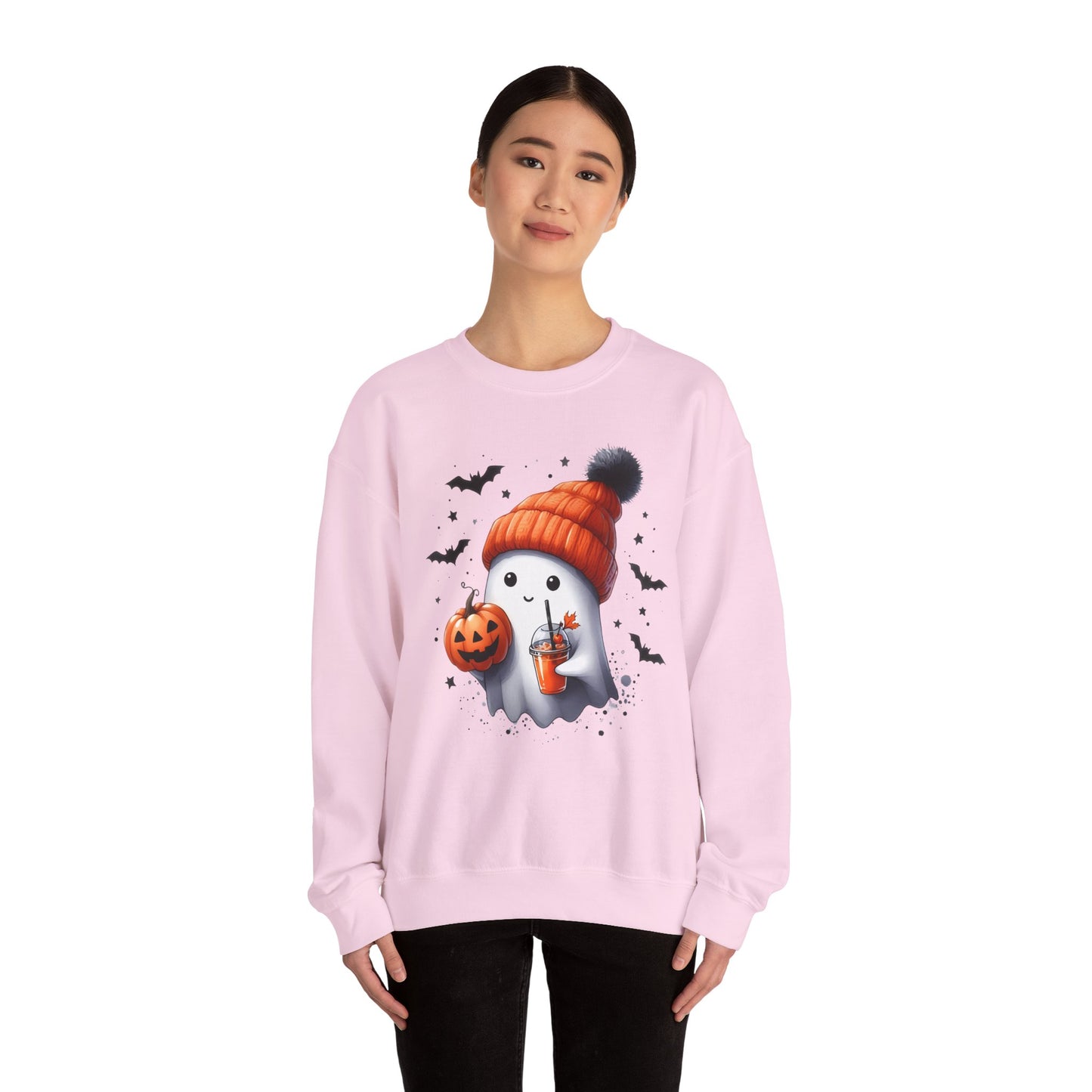 Cute Halloween Ghost With Hat Pumpkin Juice Sweatshirt