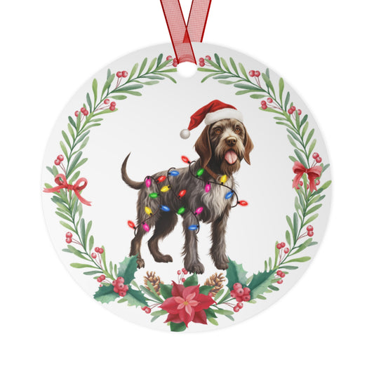 German Wire-haired Pointer Dog in Lights Ornament