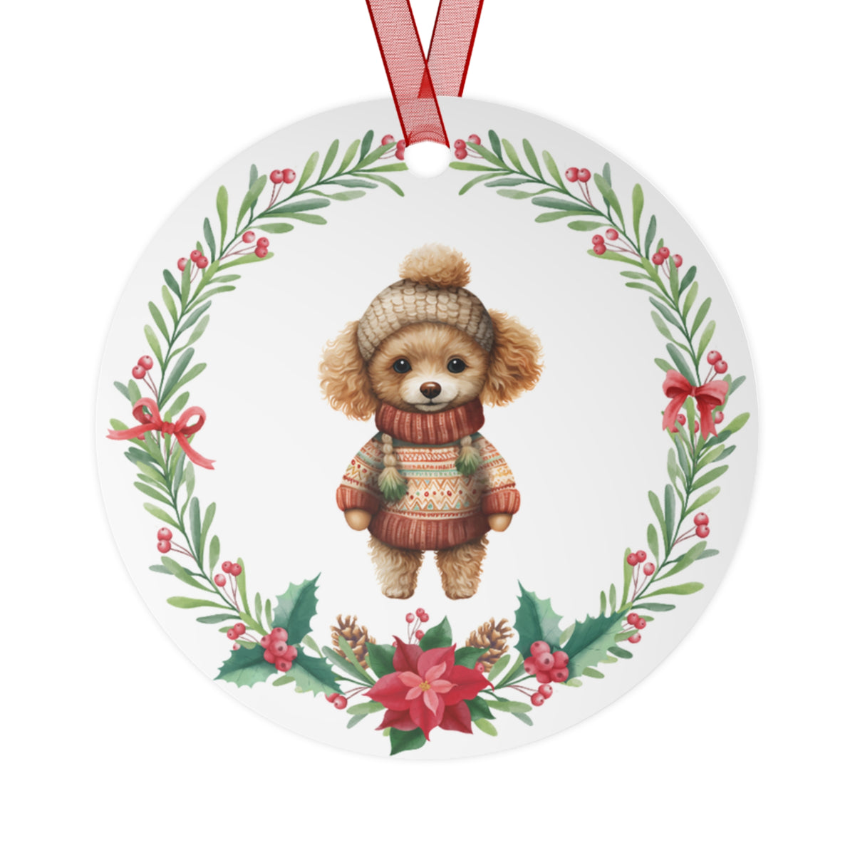 Poodle Dog in Sweater Ornament