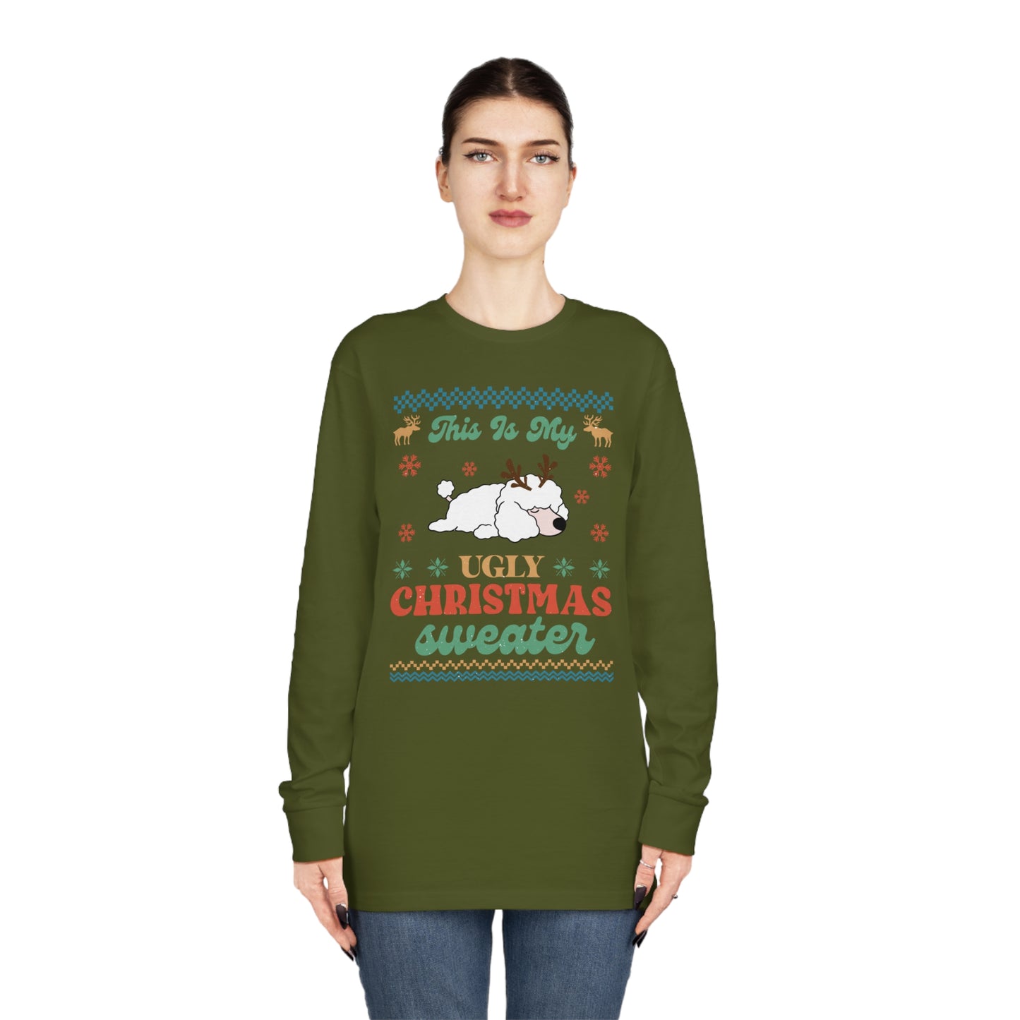 Miniature Poodle This is My Ugly Christmas Sweater Long Sleeve Tee