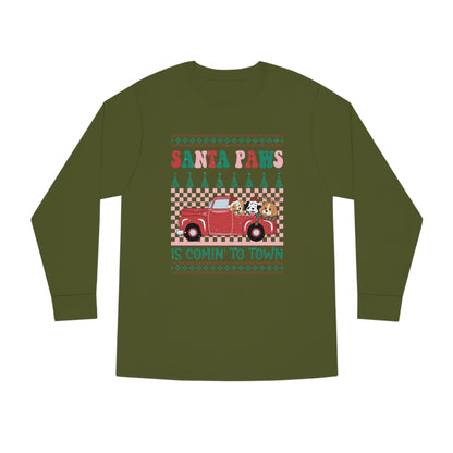 Santa Paws is Comin' to Town Christmas Ugly Sweater Long Sleeve Tee