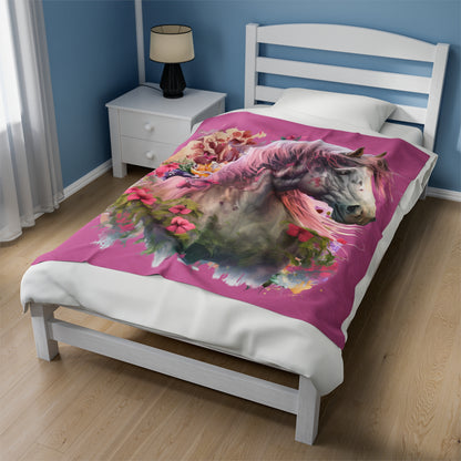 Watercolor White and Pink Horse Blanket