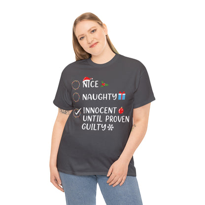 Naughty List Innocent Until Proven Guilty Christmas Short Sleeve Tee