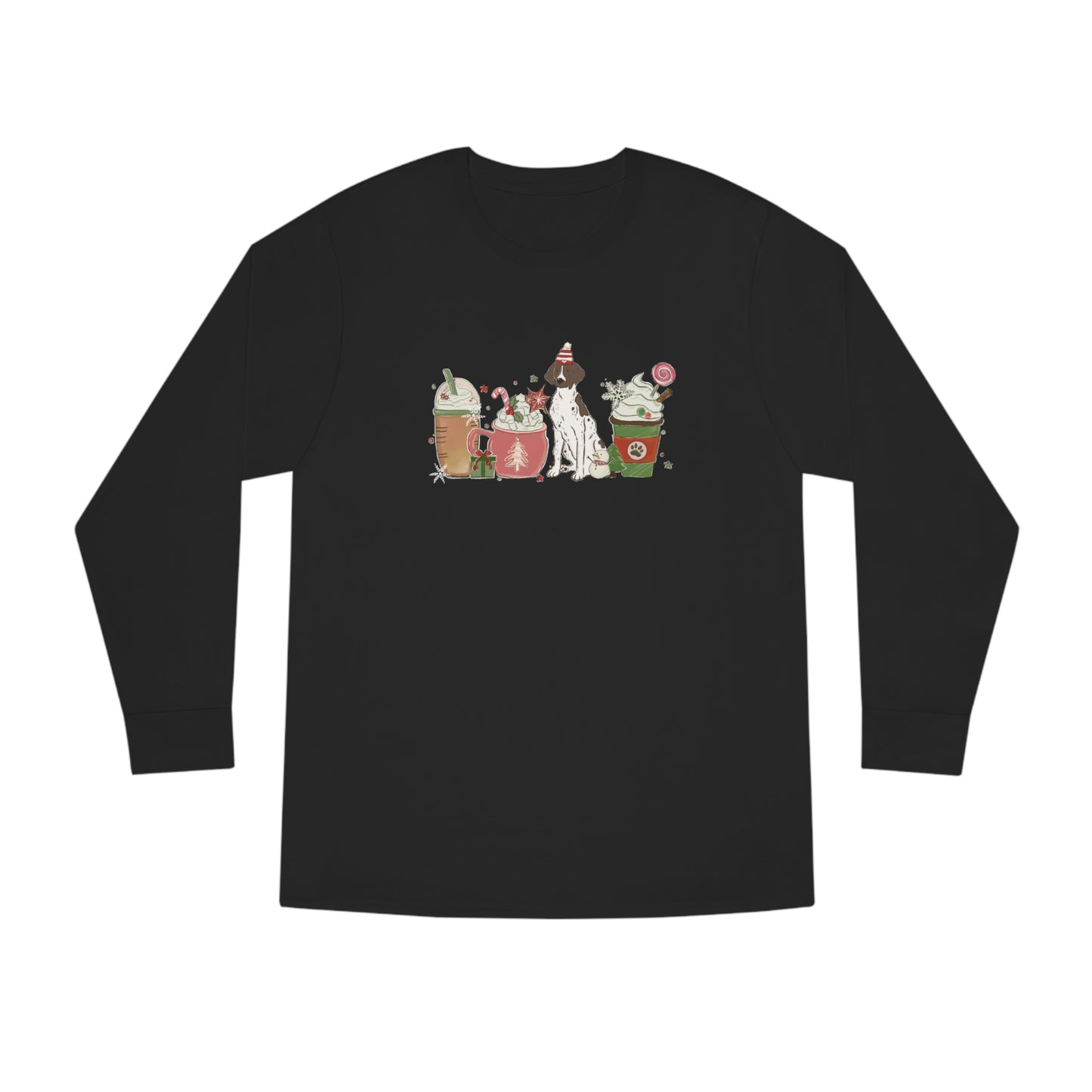 Pointer Dog Latte Christmas Long Sleeve Tee