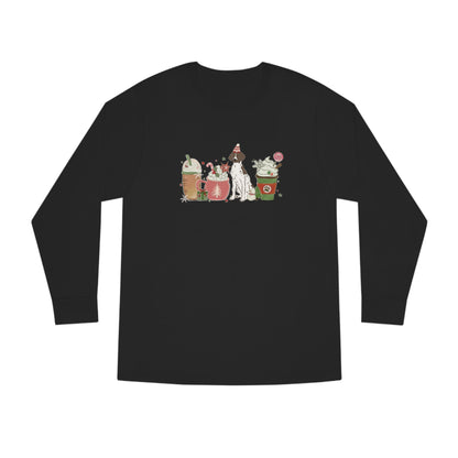 Pointer Dog Latte Christmas Long Sleeve Tee