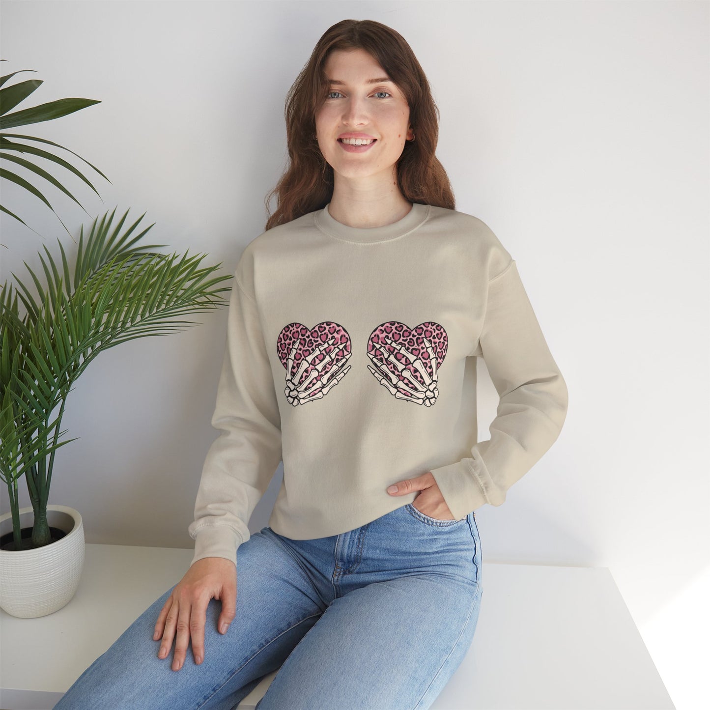 Skeleton Hand on Hearts Valentine Sweatshirt