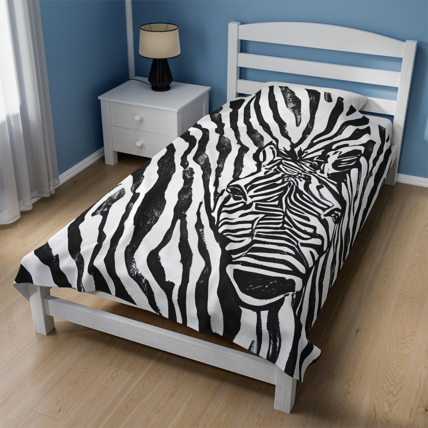 Zebra Print with Zebra Face Blanket