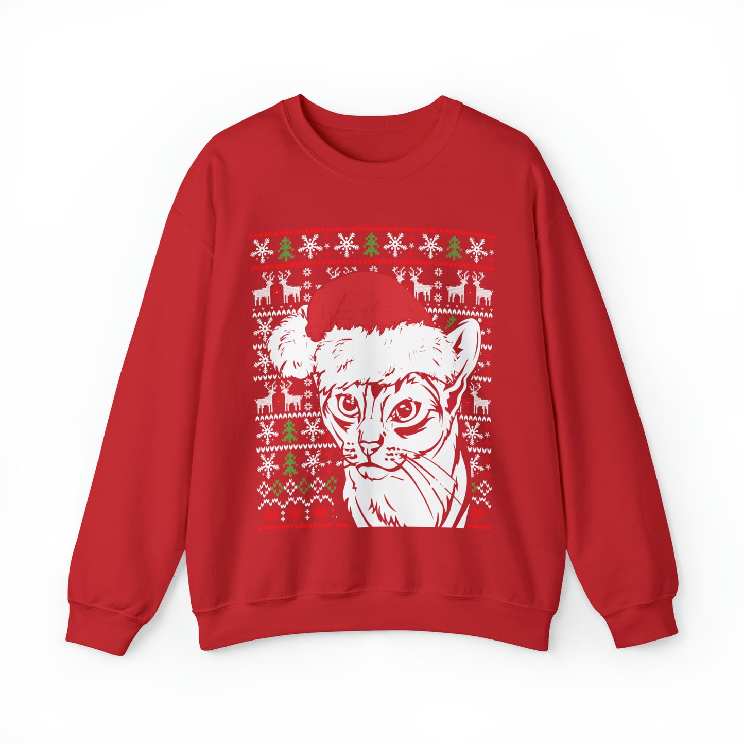 Cat in Santa Hat Christmas Ugly Sweater Sweatshirt