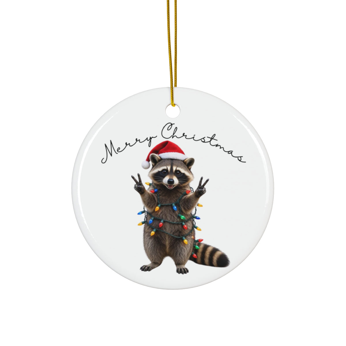 Merry Christmas Racoon Ornament