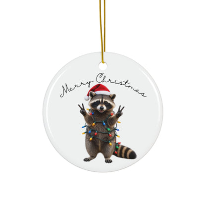 Merry Christmas Racoon Ornament