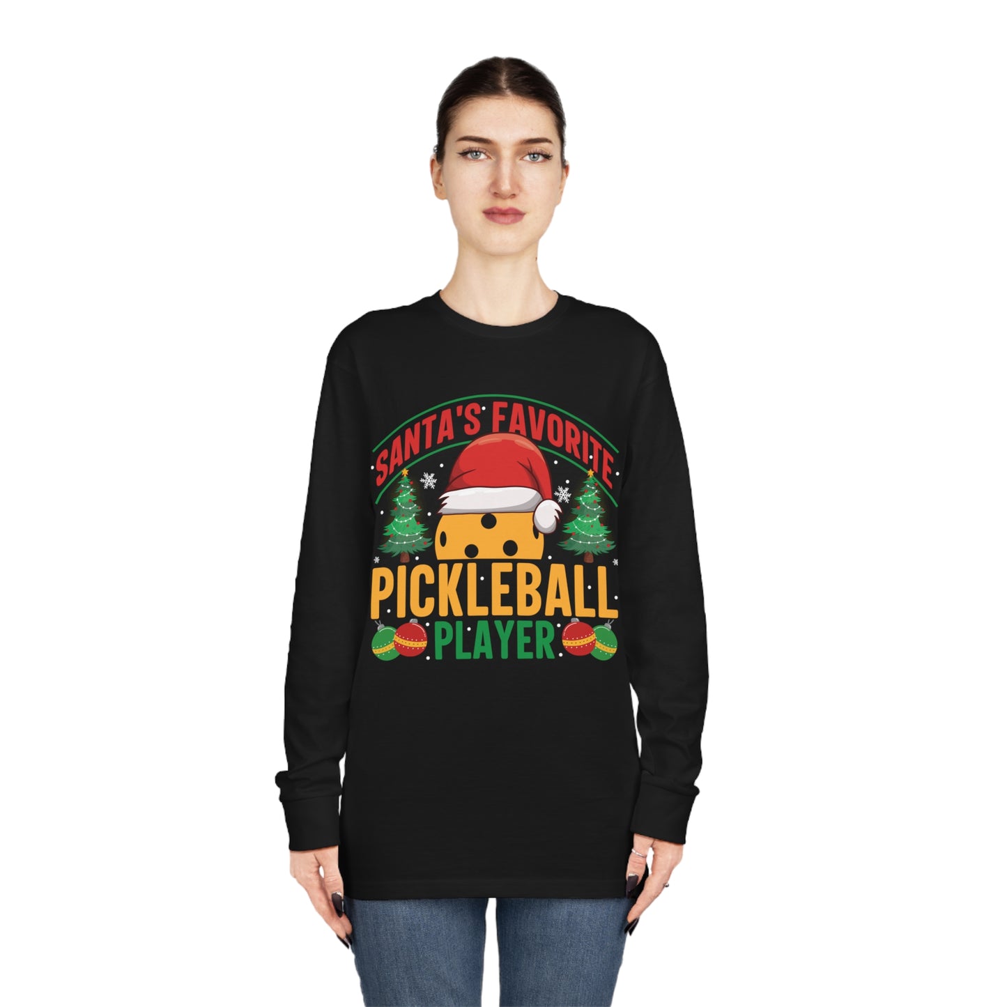 Santa's Favorite Pickleball Player Christmas Long Sleeve T-Shirt