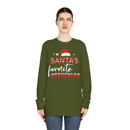 Santa's Favorite Counselor Christmas Long Sleeve Tee
