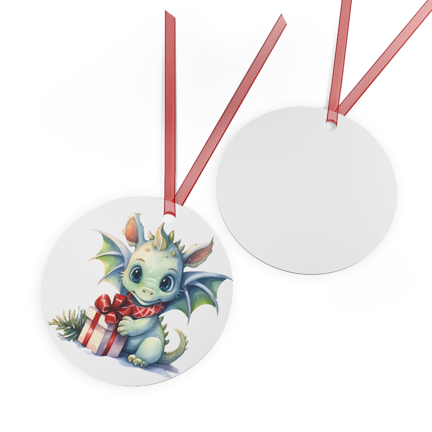 Cute Dragon with Present Ornament