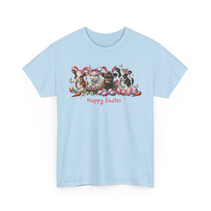 Easter Highland Cows with Rabbit Ears Short Sleeve Tshirt
