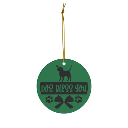 Dog Bless You Christmas Ceramic Ornament