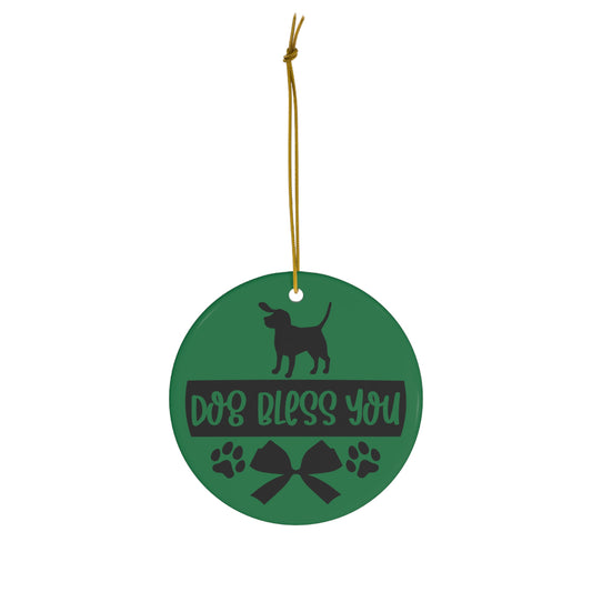 Dog Bless You Christmas Ceramic Ornament