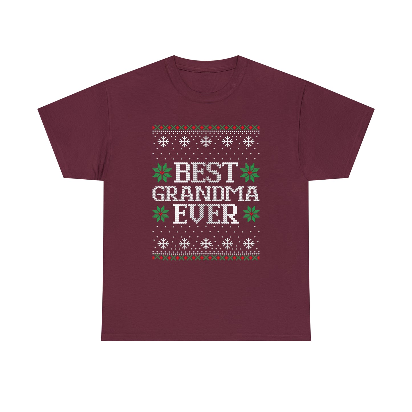 Best Grandma Ever Christmas Ugly Sweater Short Sleeve Tee