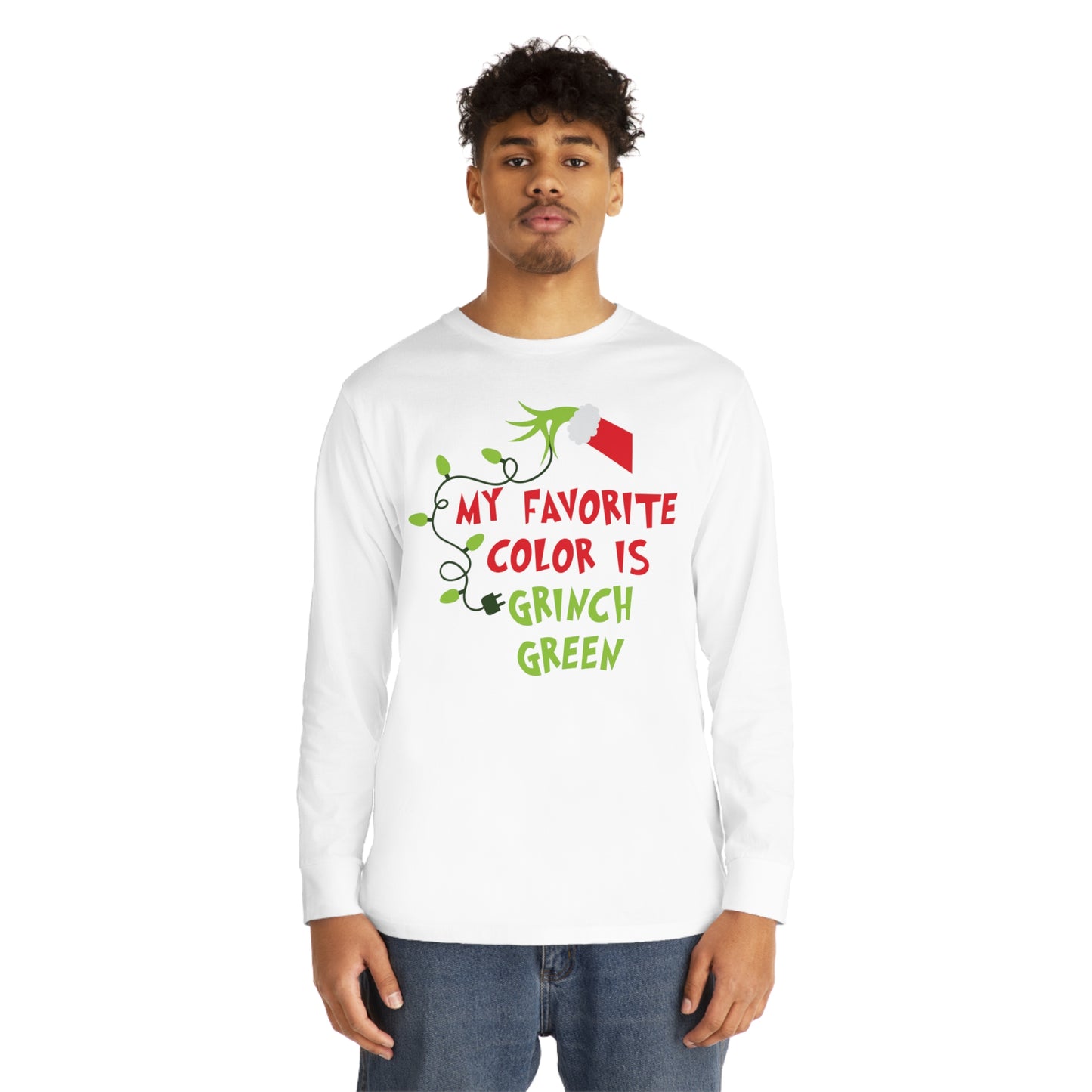 My Favorite Color is Grinch Green Christmas Long Sleeve T-Shirt