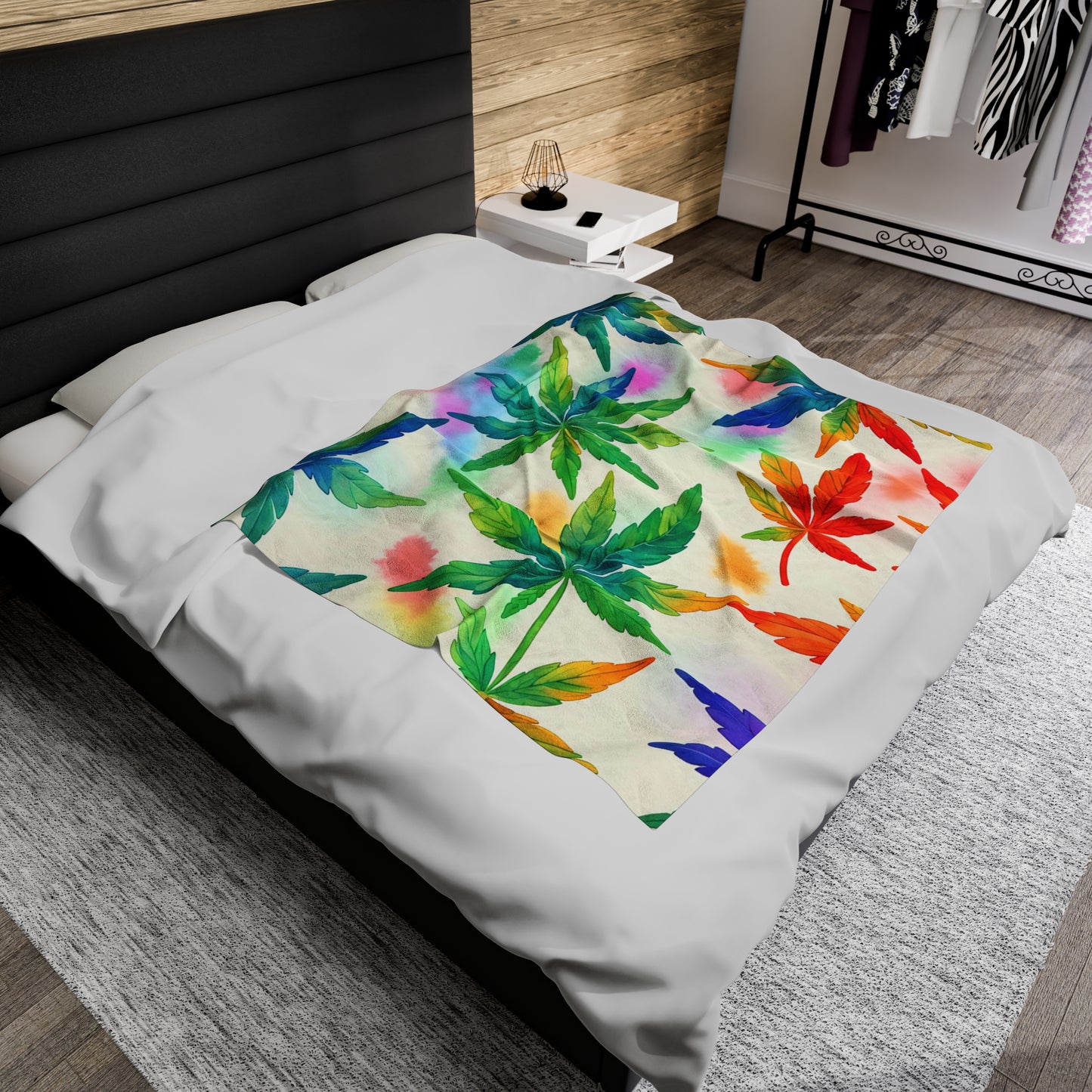 Rainbow Marijuana Leaf Blanket