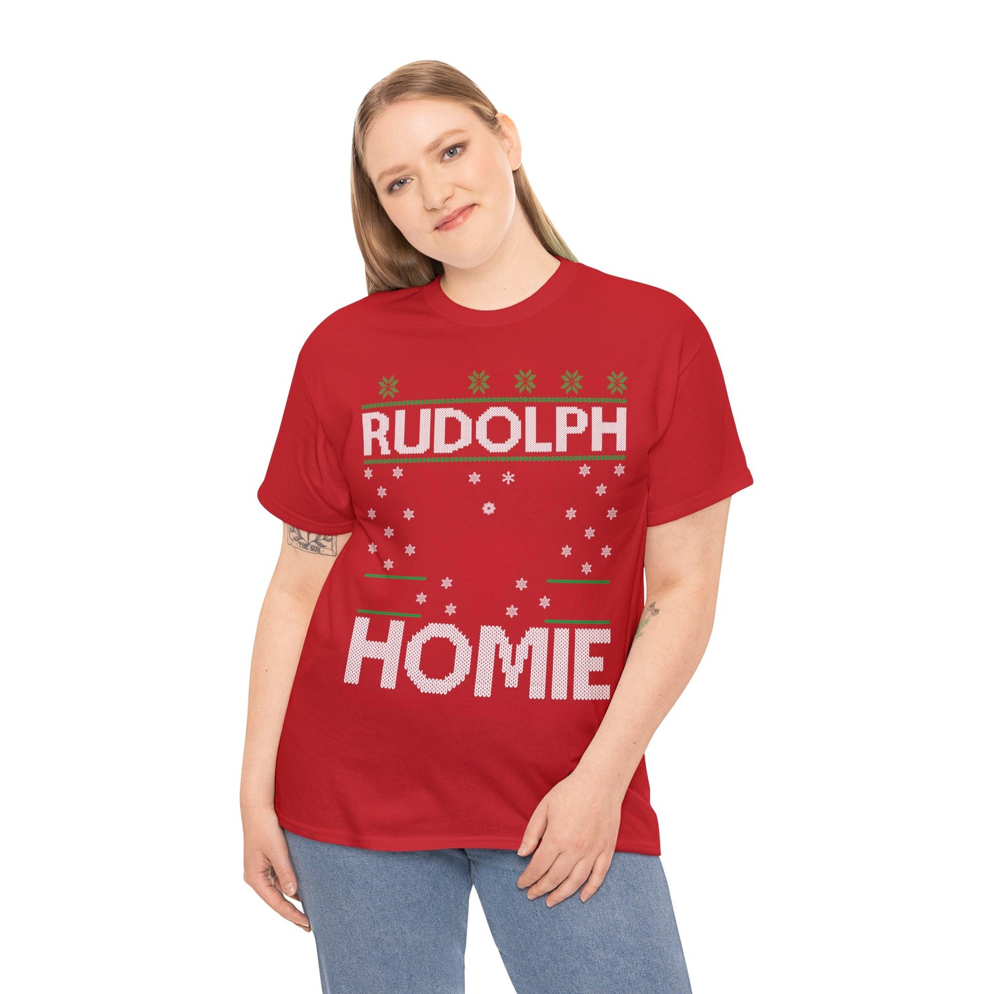 Rudolph is My Homie Christmas Ugly Sweater Short Sleeve Tee