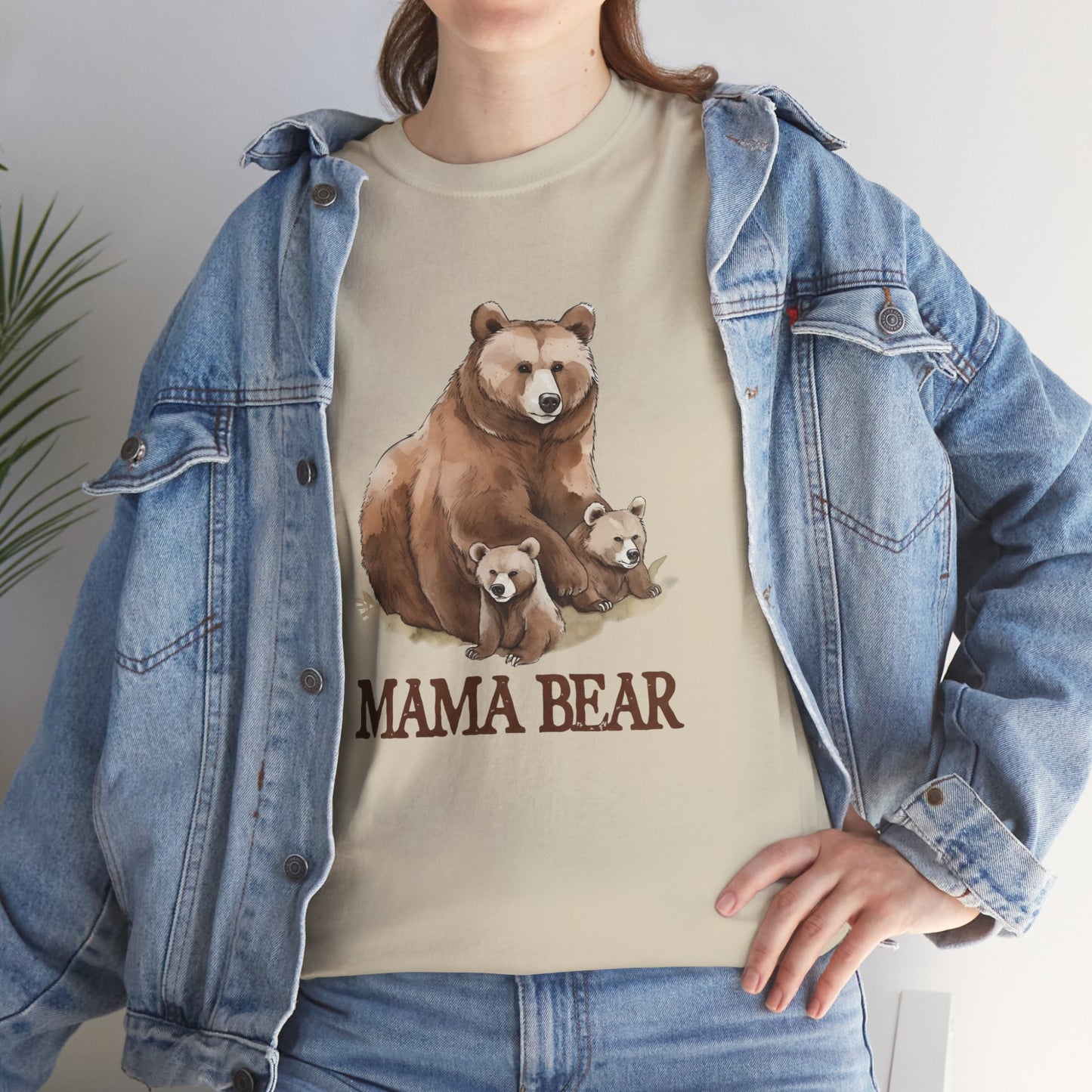 Mama Bear Grizzly Bear with Cubs Short Sleeve Tee