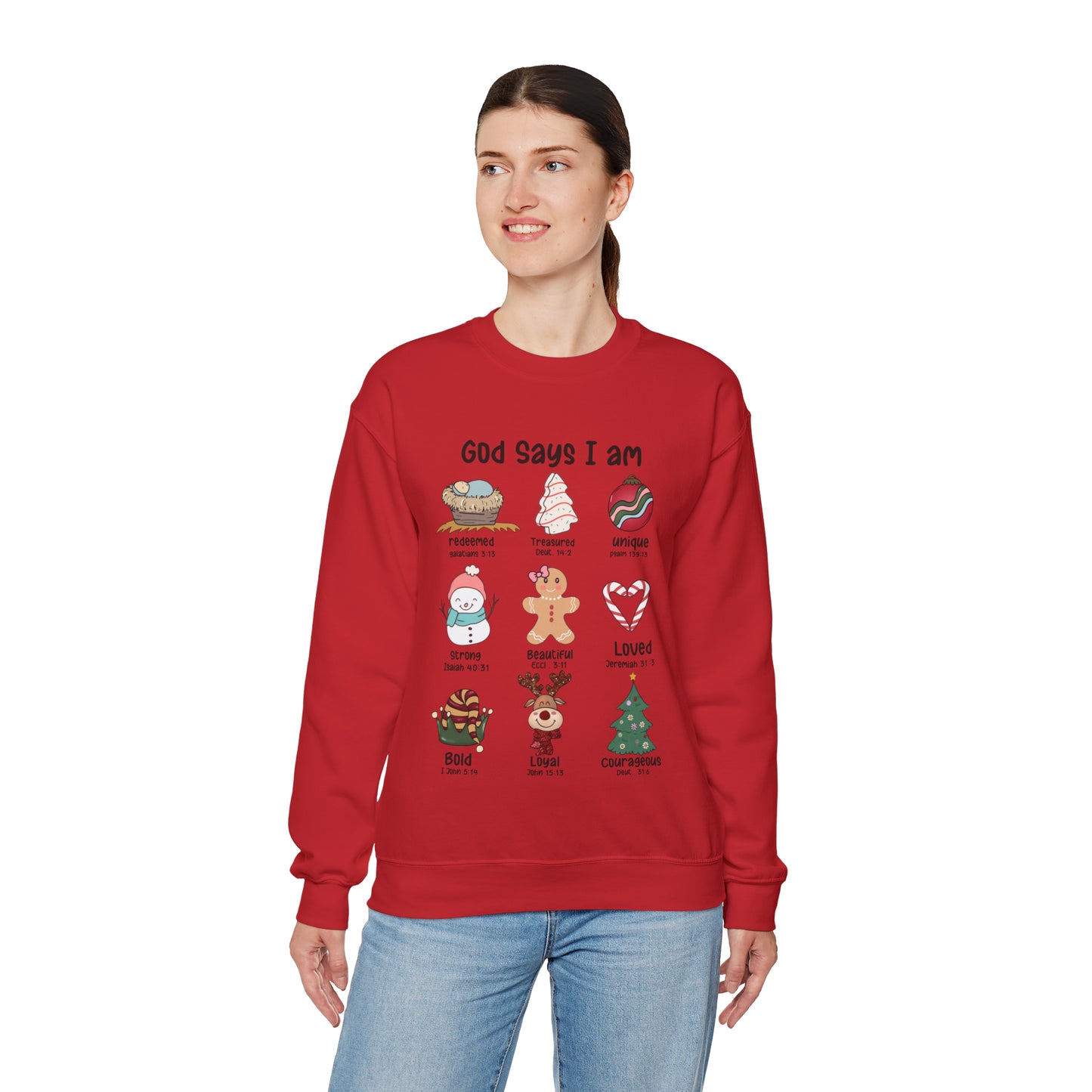 God Says I Am Christmas Sweatshirt