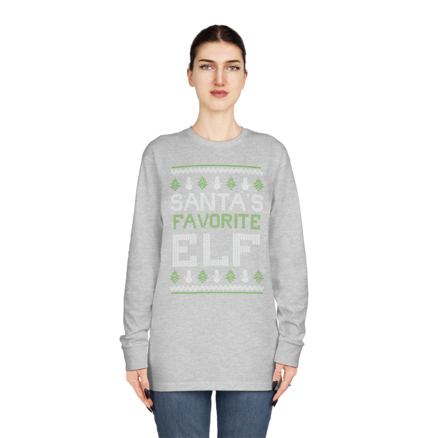Santa's Favorite Elf Ugly Christmas Sweater Long Sleeve T-shirt