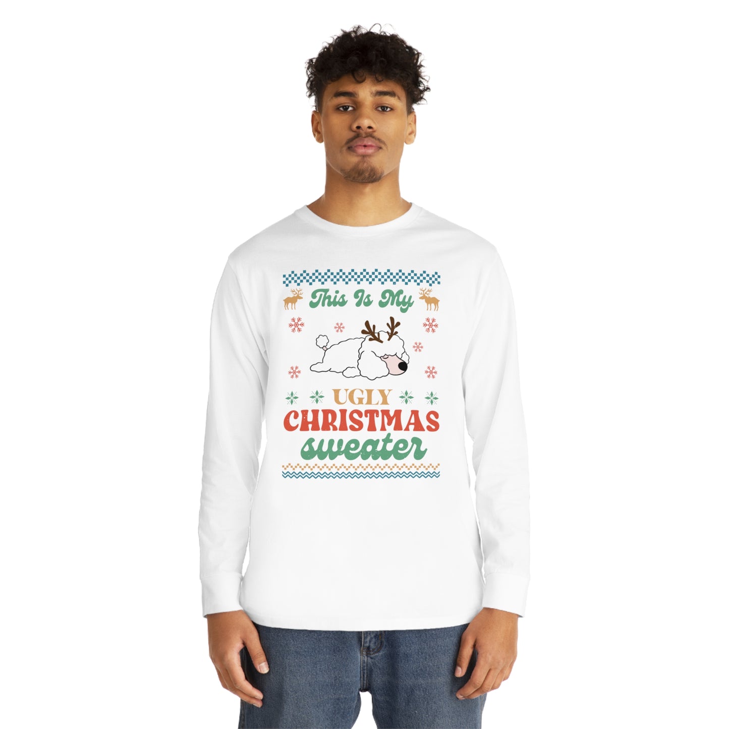 Miniature Poodle This is My Ugly Christmas Sweater Long Sleeve Tee