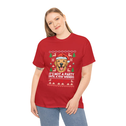 It's Not a Party Until a Few Wieners Show Up Ugly Christmas Sweater Short Sleeve Tee