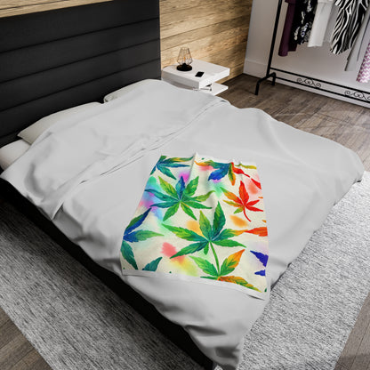 Rainbow Marijuana Leaf Blanket