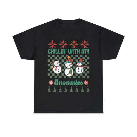 Chillin' With My Snowmies Snowmen Ugly Sweater Short Sleeve Tee