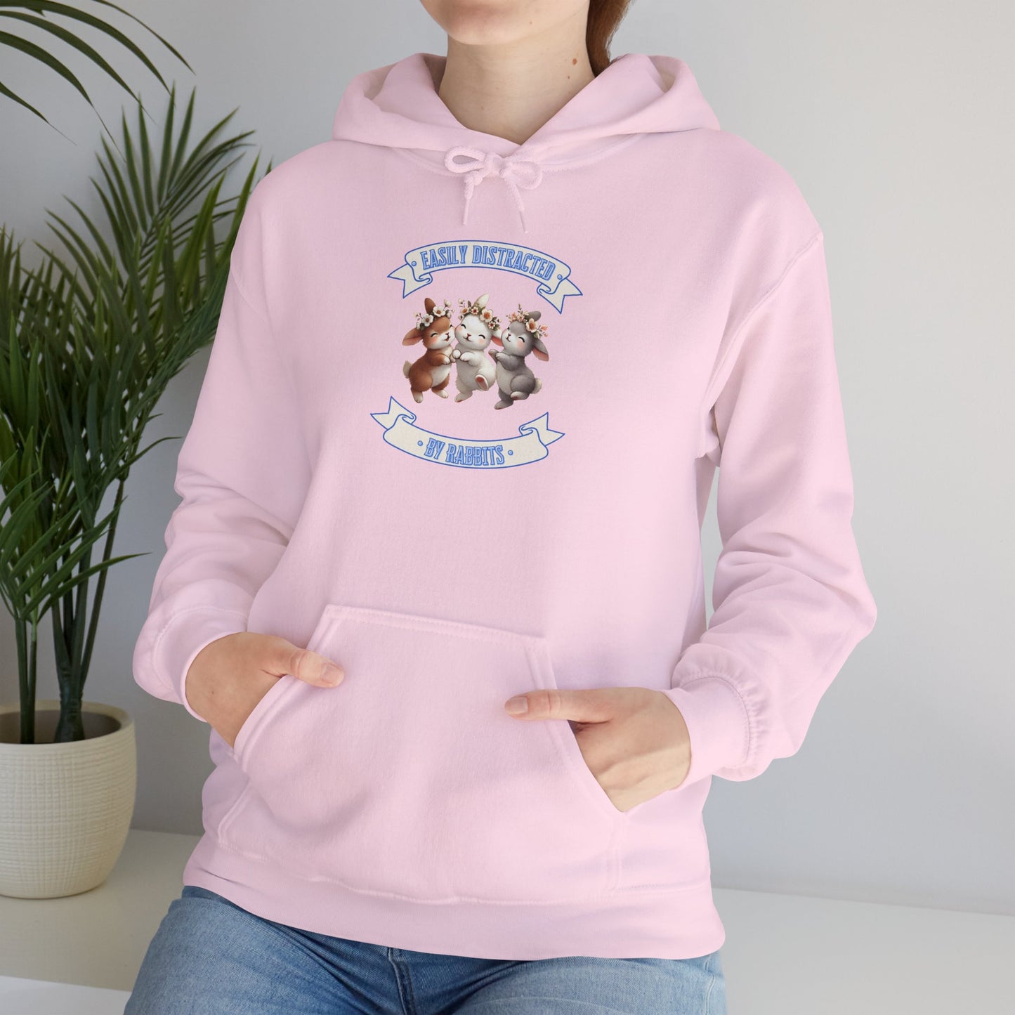 Easily Distracted By Rabbits Pullover Hoodie