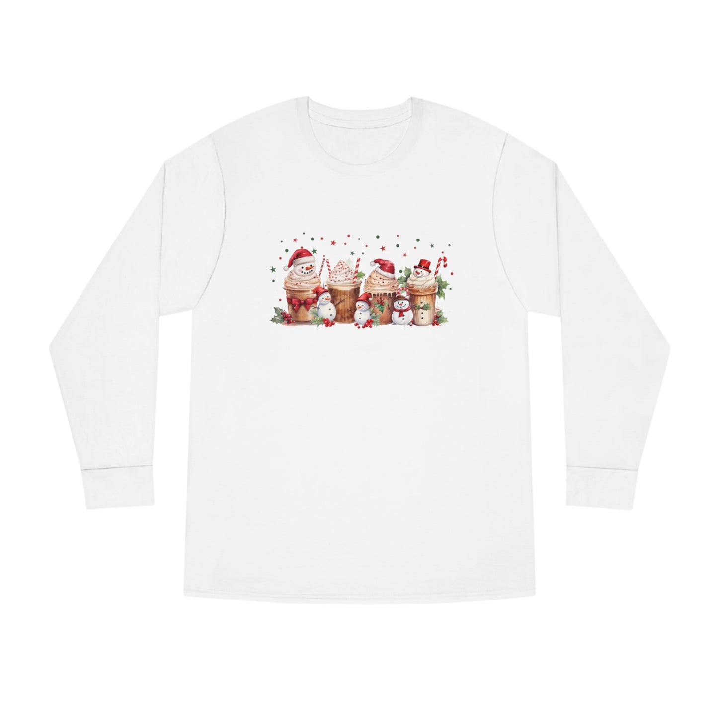 Snowmen Coffee Latte Christmas Long Sleeve T-shirt