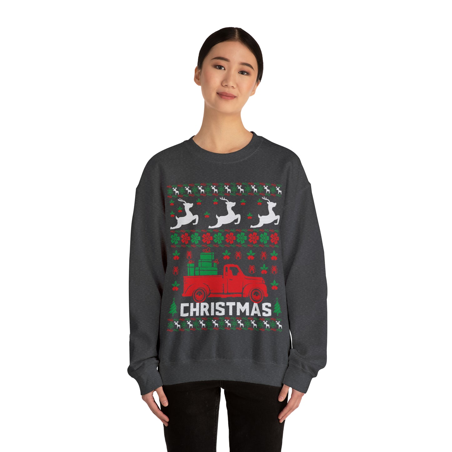 Red Merry Christmas Truck Ugly Sweater Sweatshirt