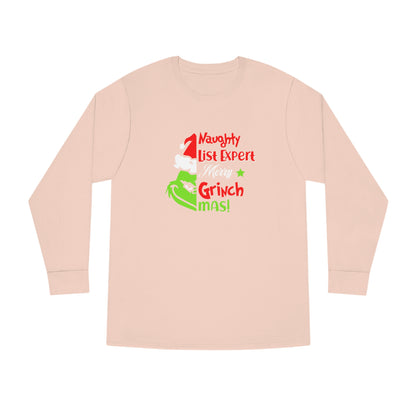 Naughty List Expert Grinch Christmas Long Sleeve T-shirt