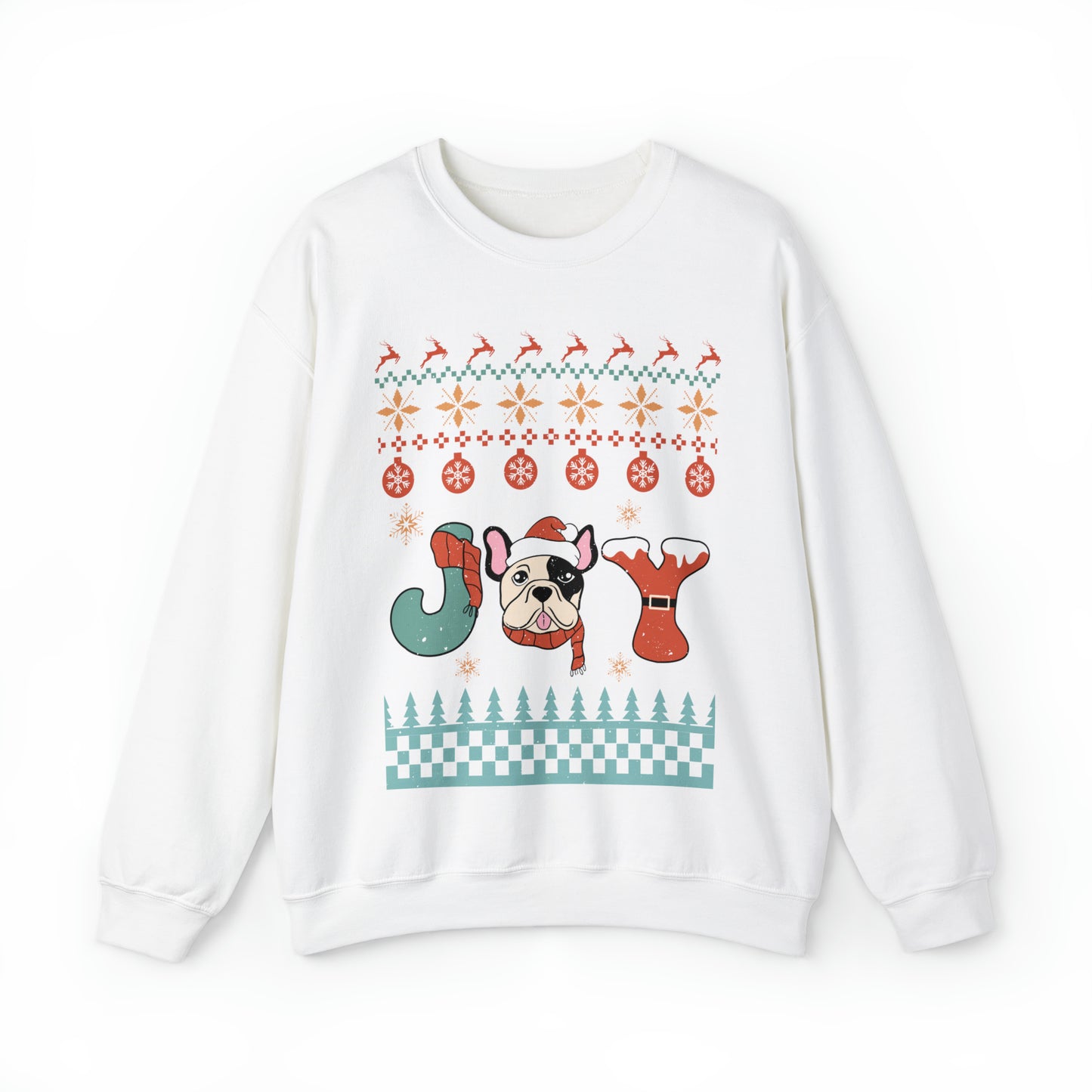 Joy French Bulldog Frenchie Dog Christmas Ugly Sweater Sweatshirt