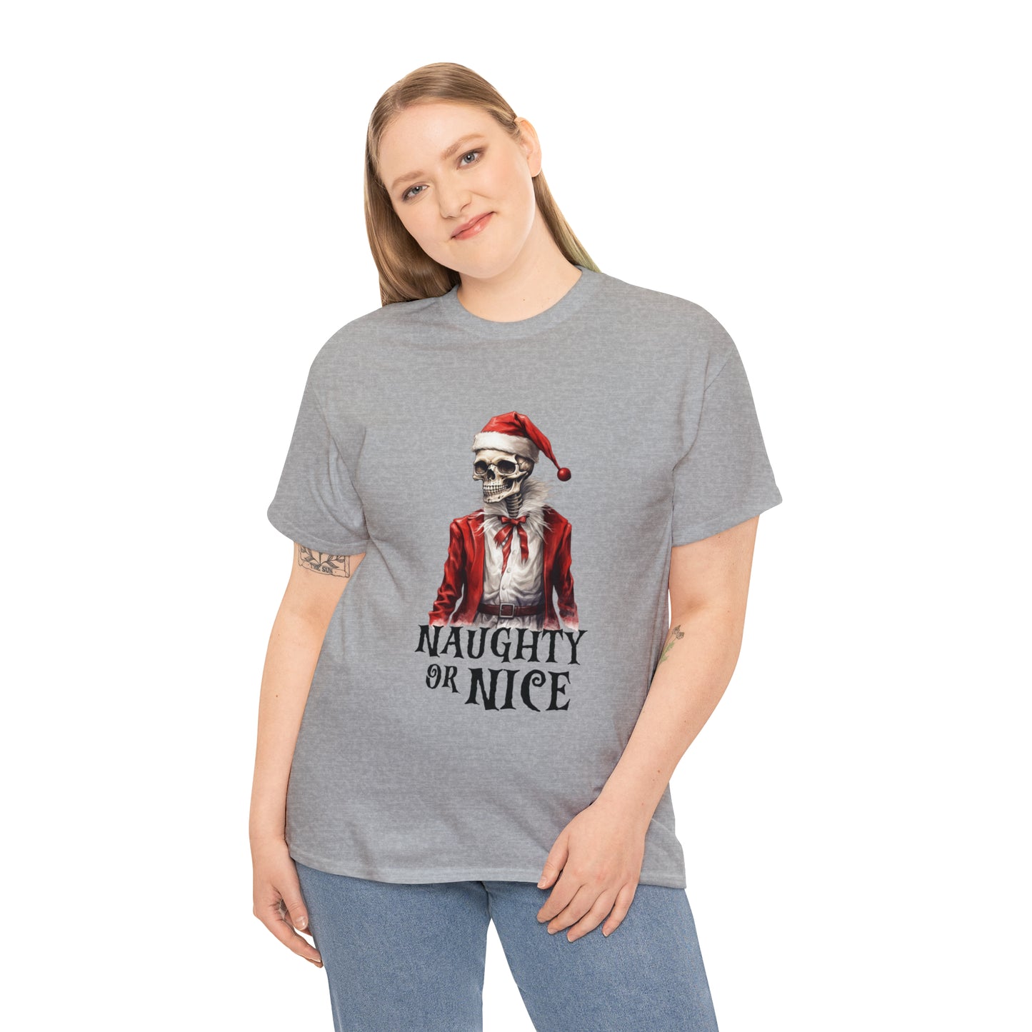 Naughty or Nice Skeleton Christmas Short Sleeve Tee