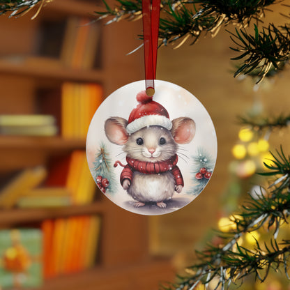 Mouse in Santa Hat Ornament