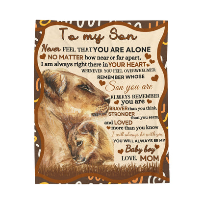 To My Son Lion Hearted Love Soft Velveteen Minky Blanket From Mom Throw Gift