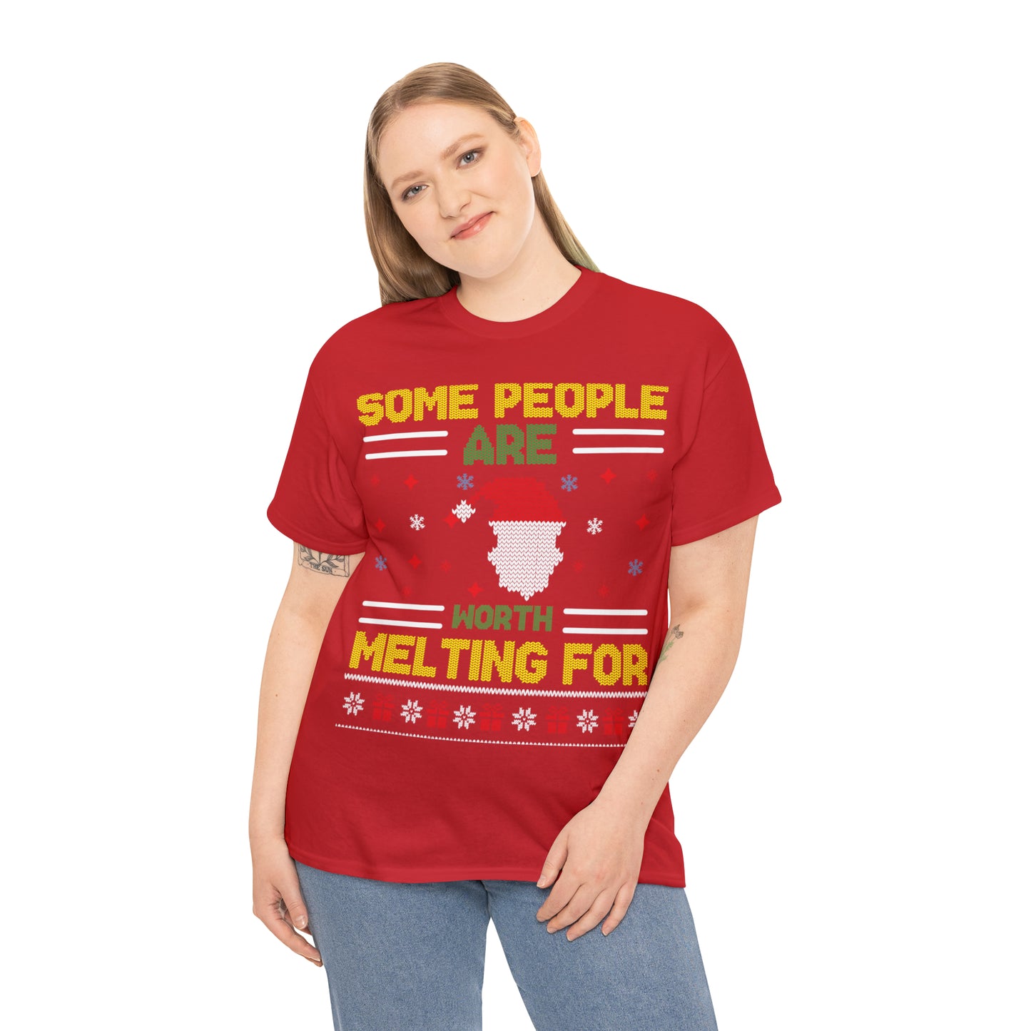 Some People Are Worth Melting For Christmas Ugly Sweater Short Sleeve Tee