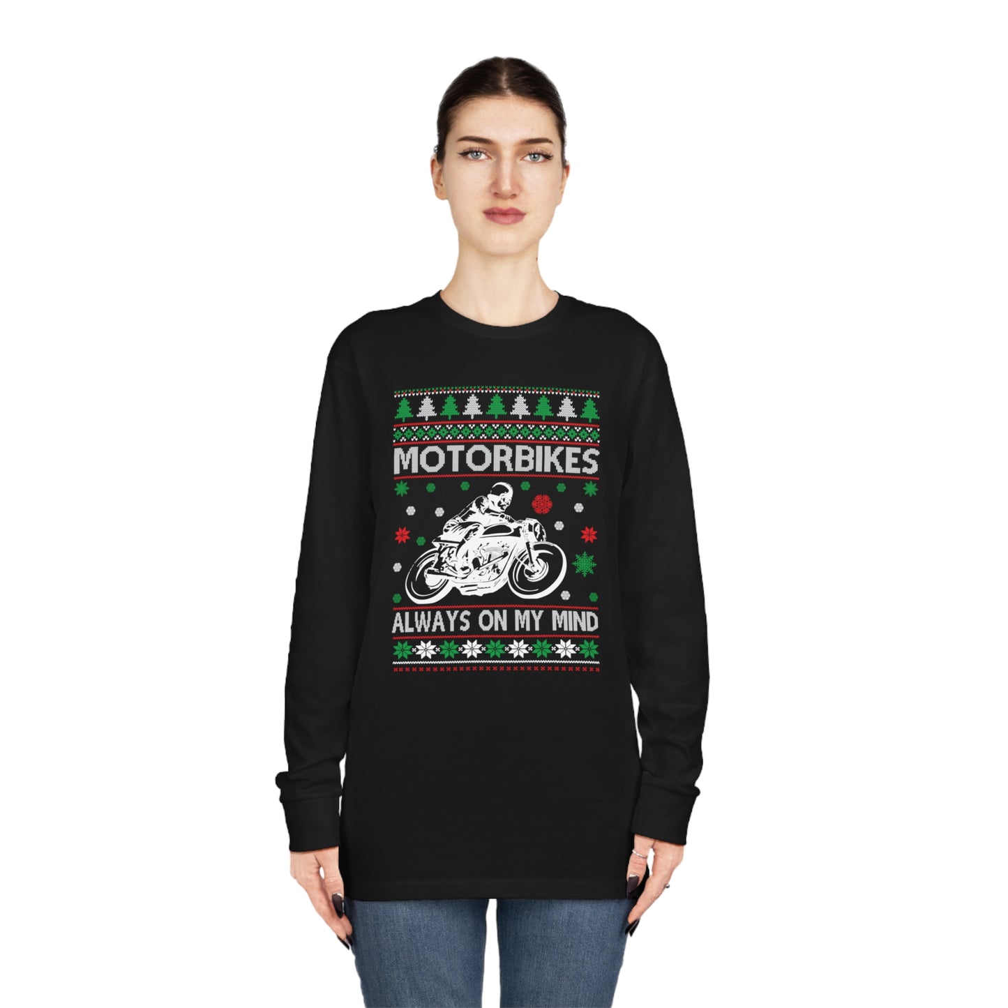 Motorbikes Always on My Mind Christmas Ugly Sweater Long Sleeve Tee