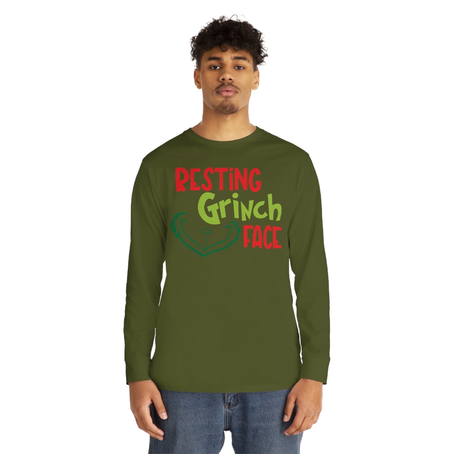 Resting Grinch Face Christmas Long Sleeve T-Shirt