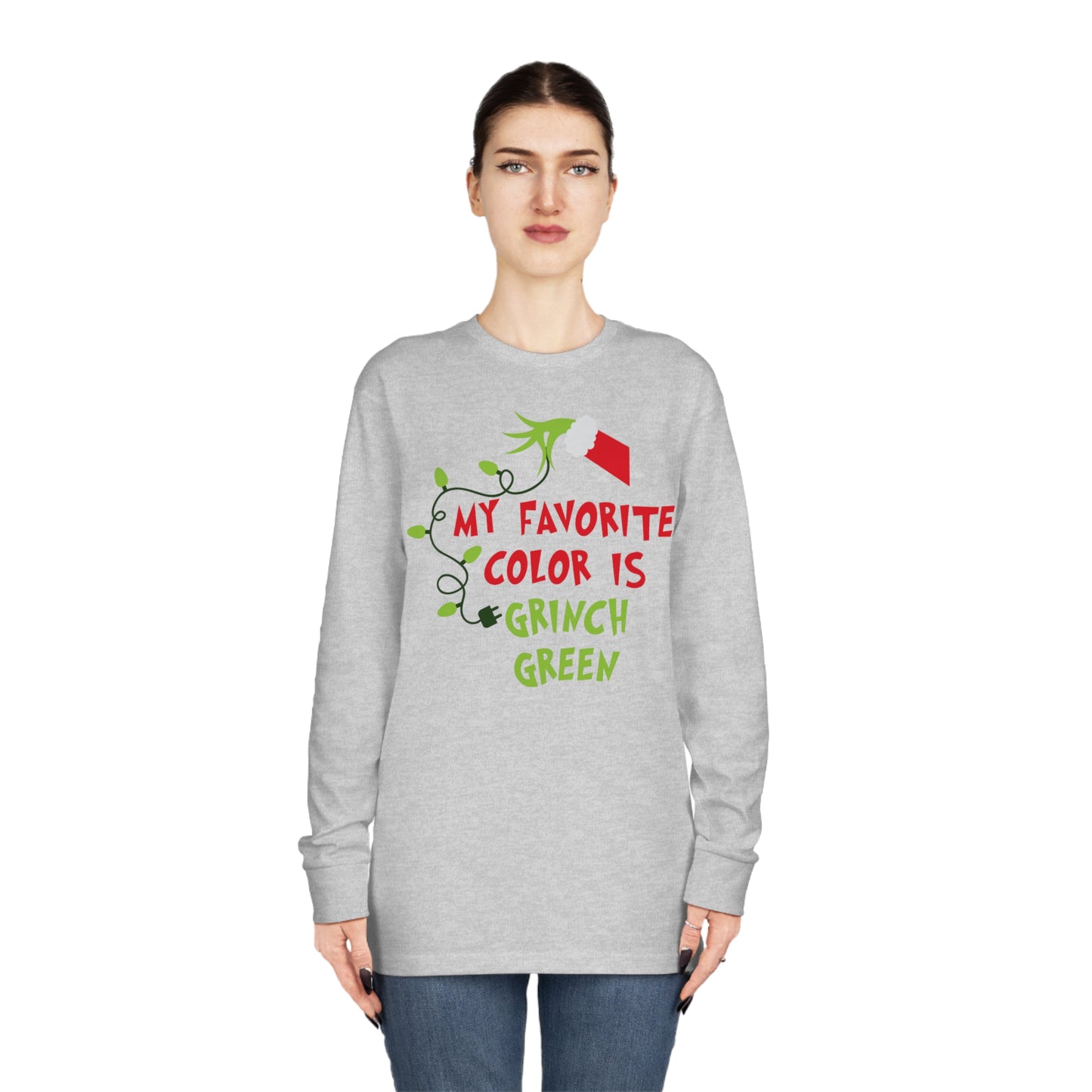My Favorite Color is Grinch Green Christmas Long Sleeve T-Shirt